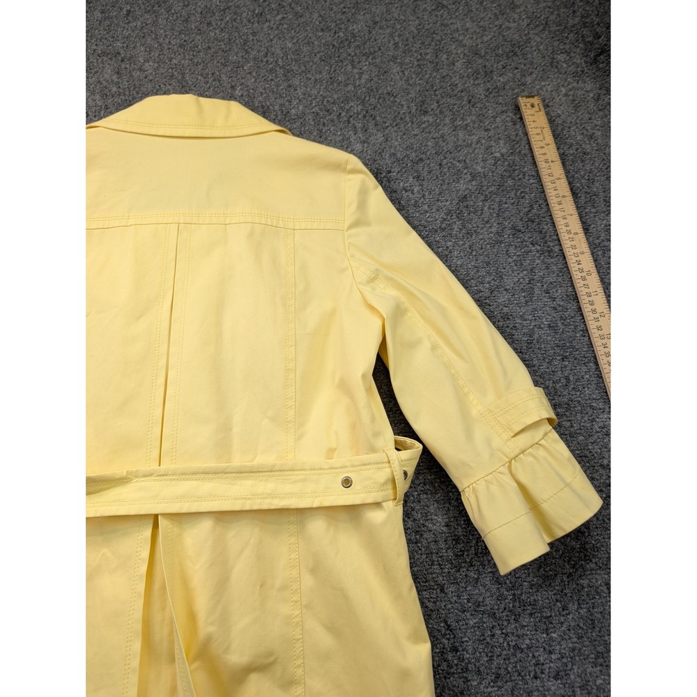 MICHAEL Michael Kors Coat Womens M Yellow Trench Belted 3/4 Sleeve Button Front - Picture 8 of 8